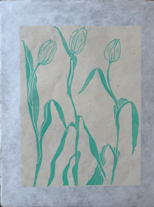 Dancing Tulips II - Green by Henny Tate