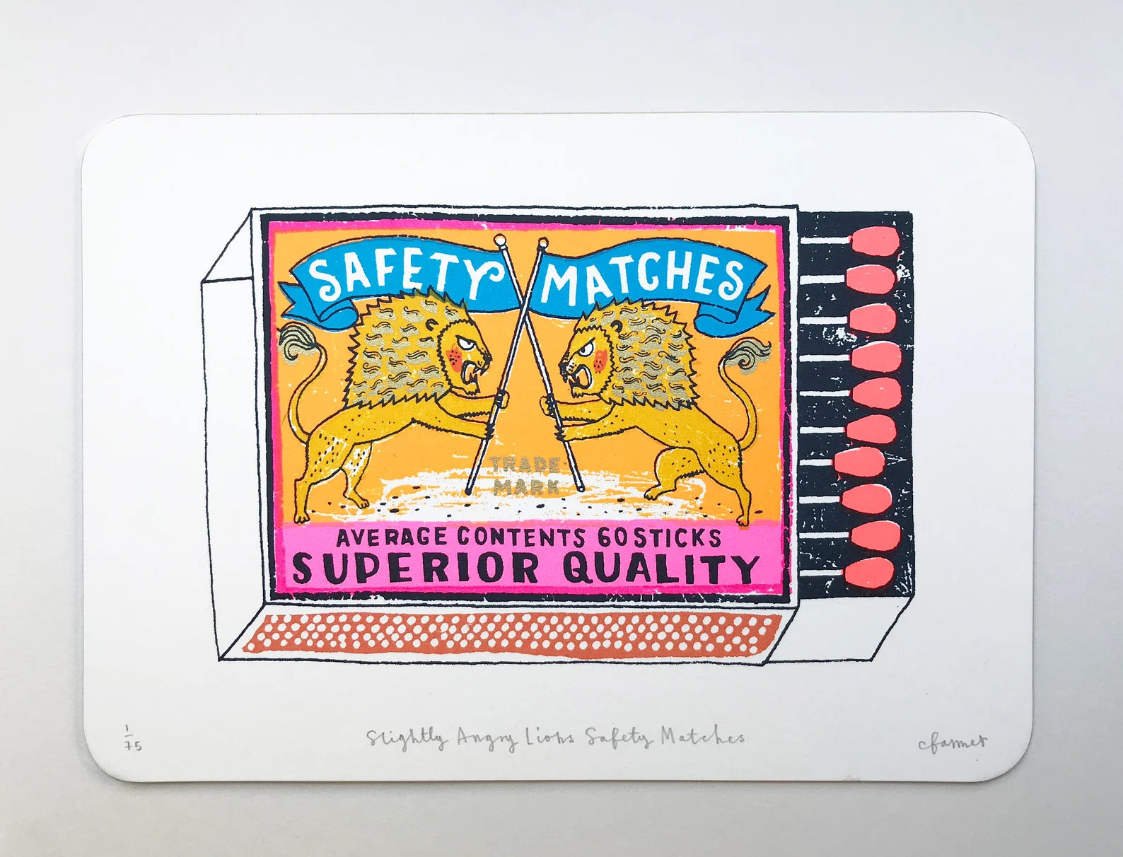 Slightly Angry Lions Safety Matches by Charlotte Farmer