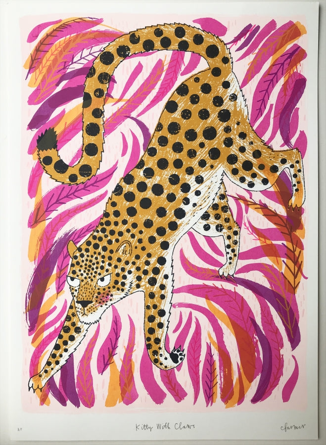 Kitty with Claws (framed) by Charlotte Farmer