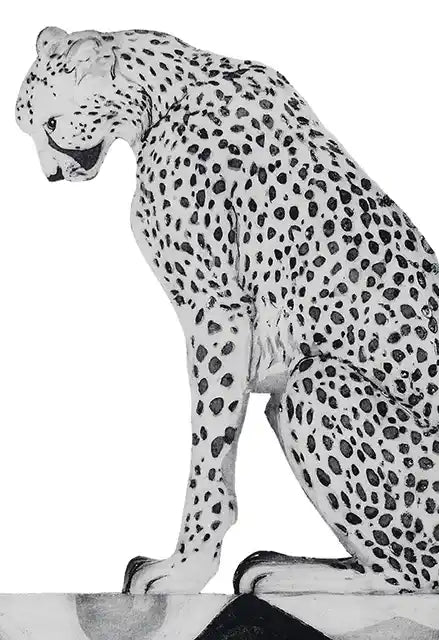 Hand-coloured engraving of Asiatic Cheetah by artist Beatrice Forshall