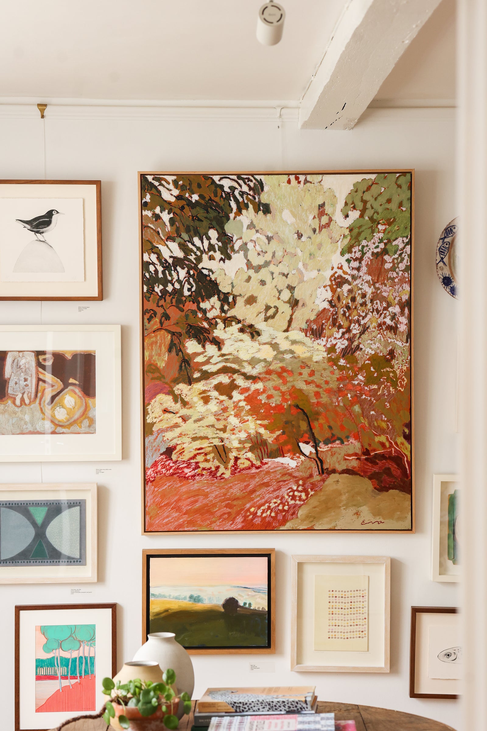 Cedar at Noon by MYLO artist Eva Ray hung in the Gallery 