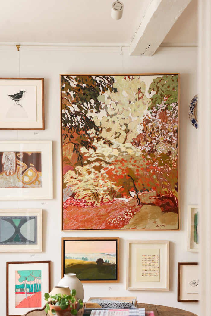 Cedar at Noon by MYLO artist Eva Ray hung in the Gallery 