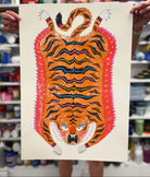 'Not Very Neat Tiger Feet' - Tiger rug screen print by Charlotte Farmer