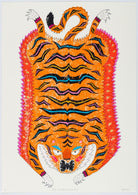 'Not Very Neat Tiger Feet' - Tiger rug screen print by Charlotte Farmer