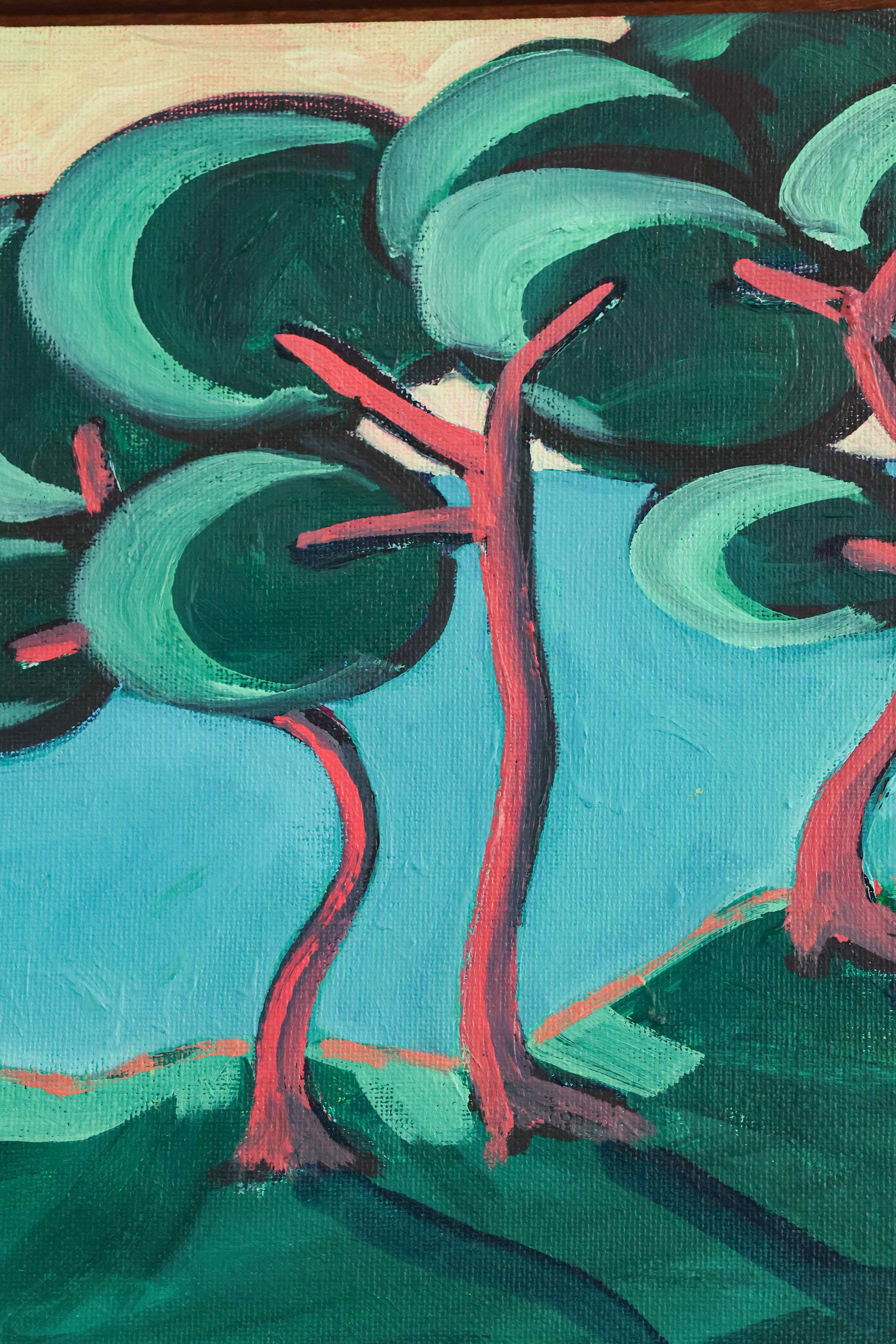 Pink Trees on the Cliff by Catherine Cazalet