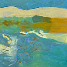 Beach Day by Sally McLaren. Abstract painting with blue, green, and yellow colors