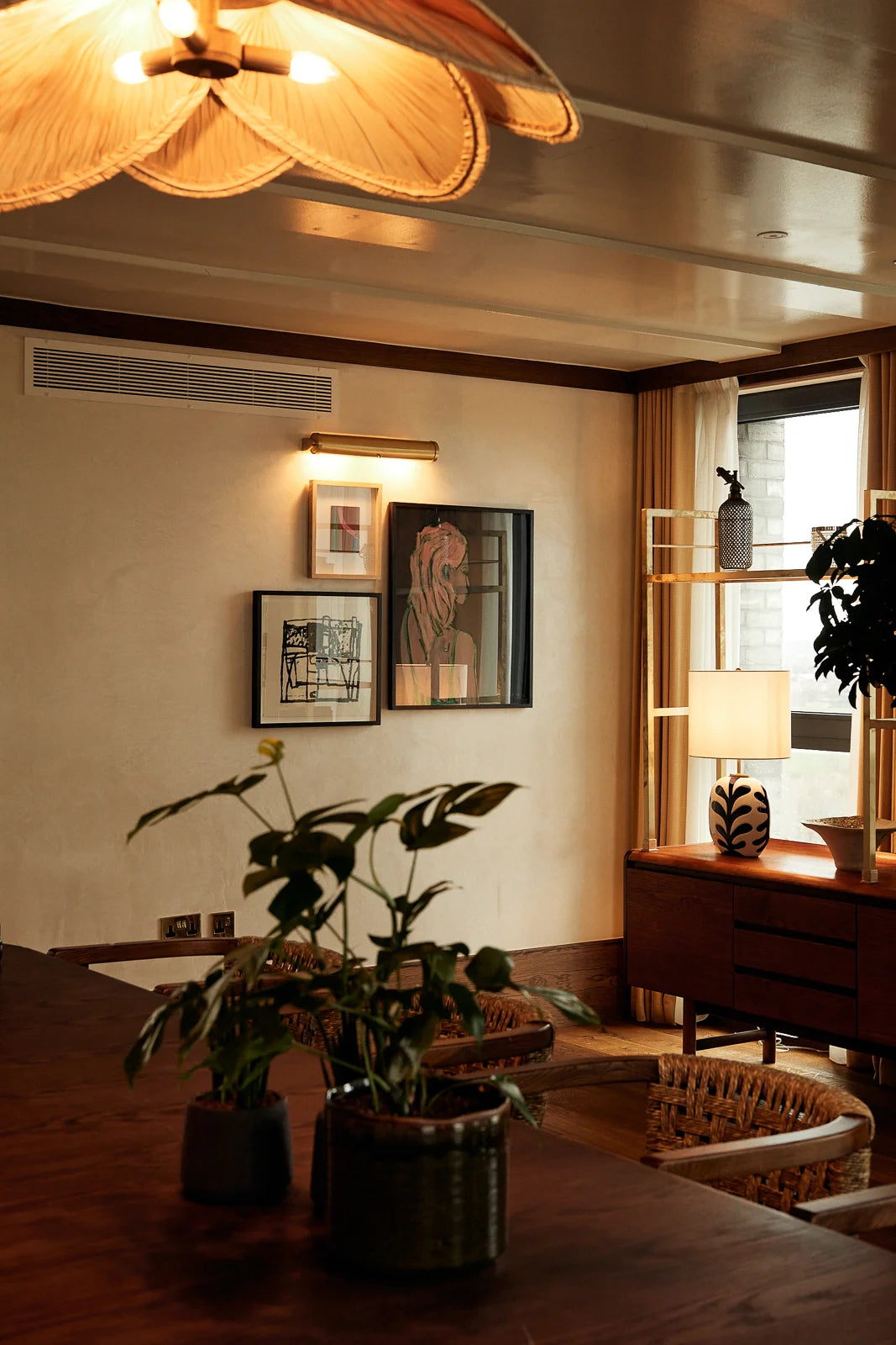 Small gallery wall in Dining Room of The Gessner London art consultancy