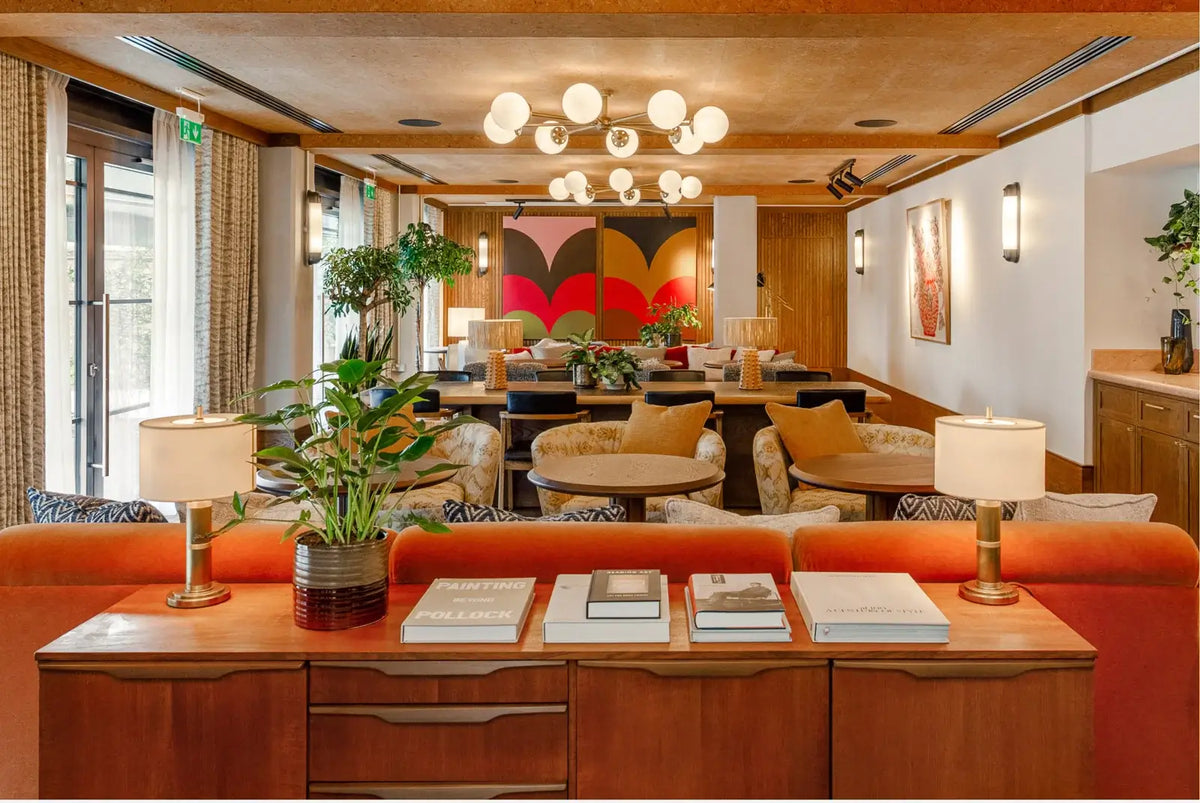 large abstract hero art Art advisory in main lounge of The Gessner London