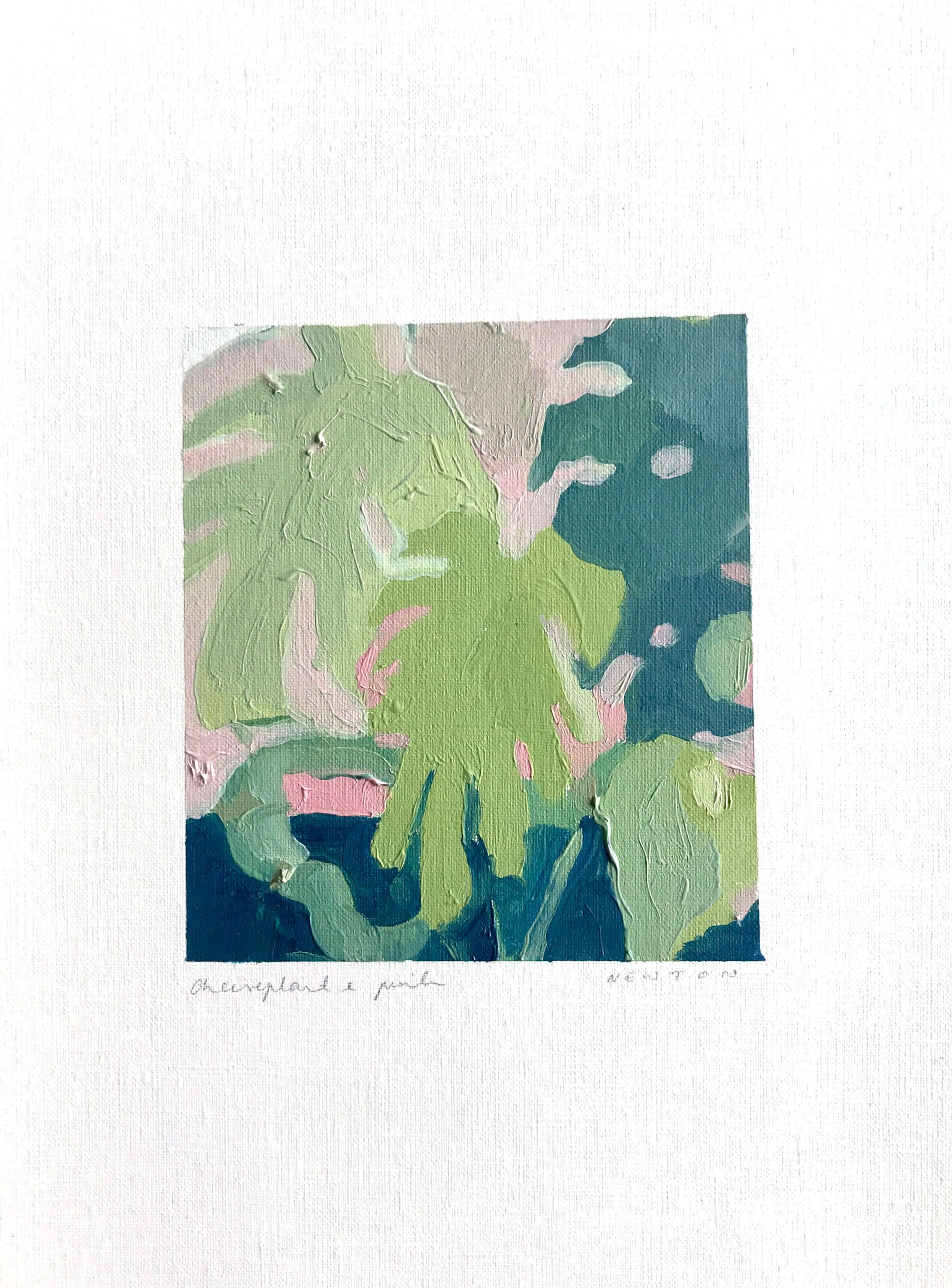 Cheeseplant and pink by Sally Newton