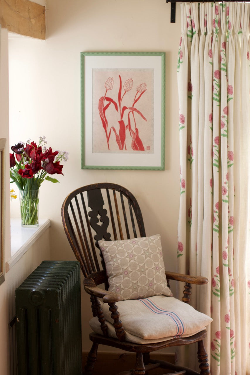 Dancing Tulips II hung on a wallby Henny Tate