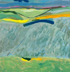 Days End by Sally McLaren. Abstract painting with colorful brush strokes on a textured surface