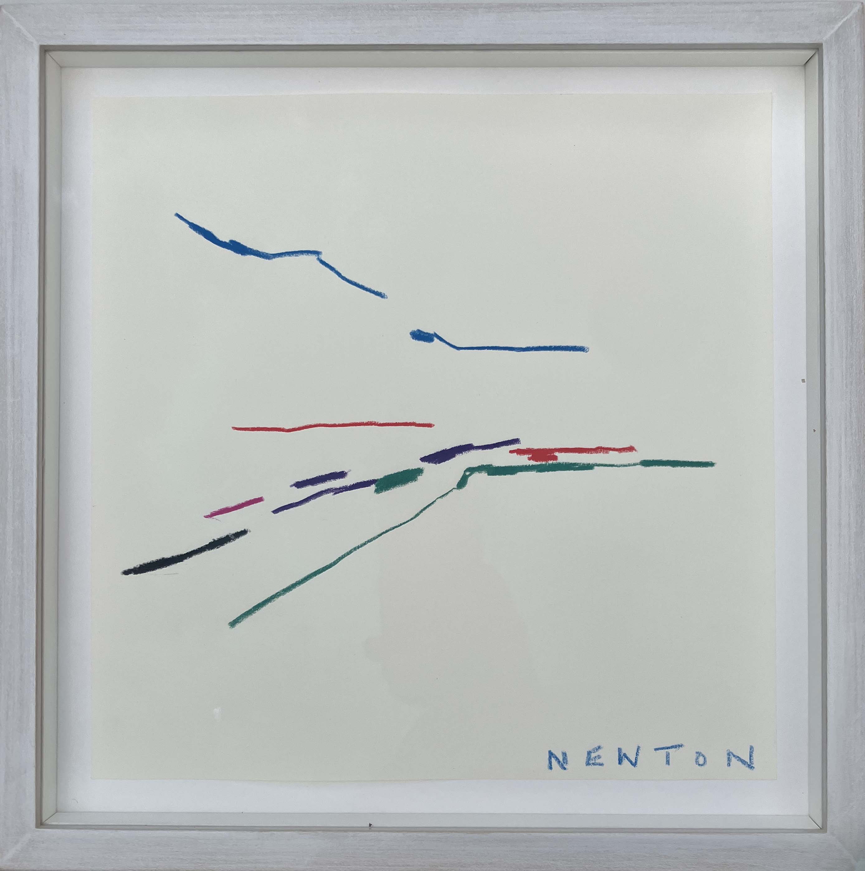 Landscape Study VII by Sally Newton. Abstract artwork with coloured lines on a white background, signed 'NEWTON'.