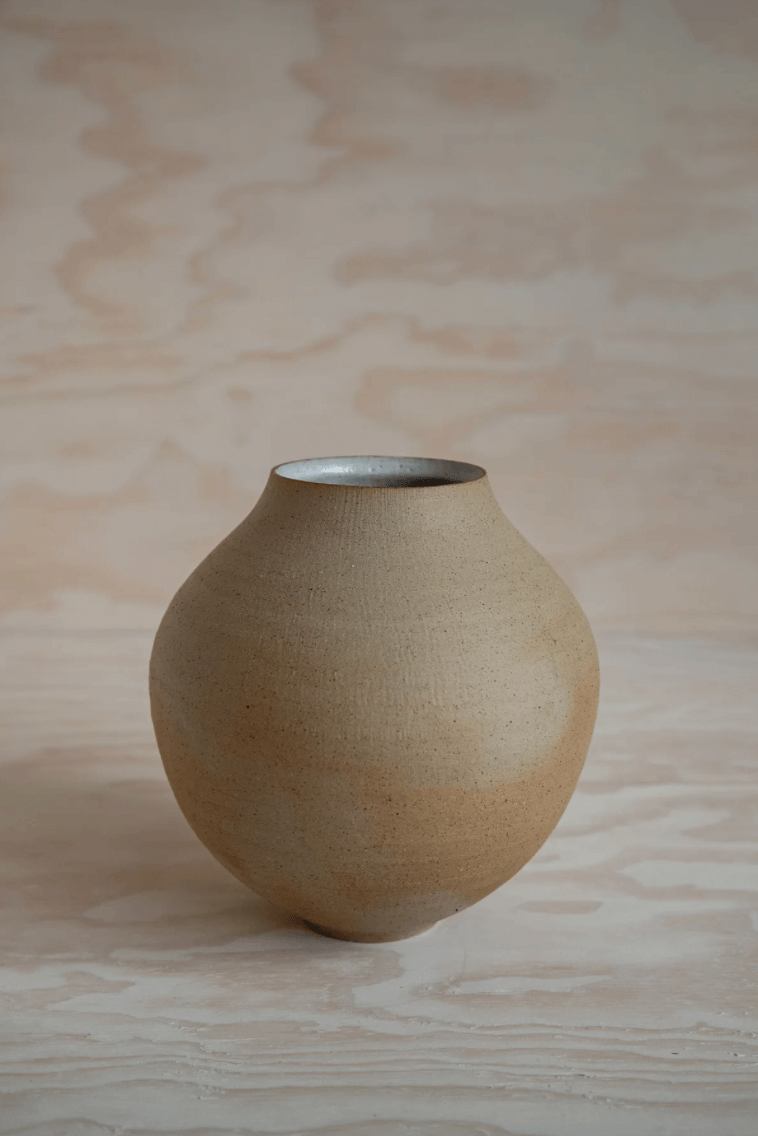 Large Vase N°19 with unglazed exterior by ceramicist Charlie Maw