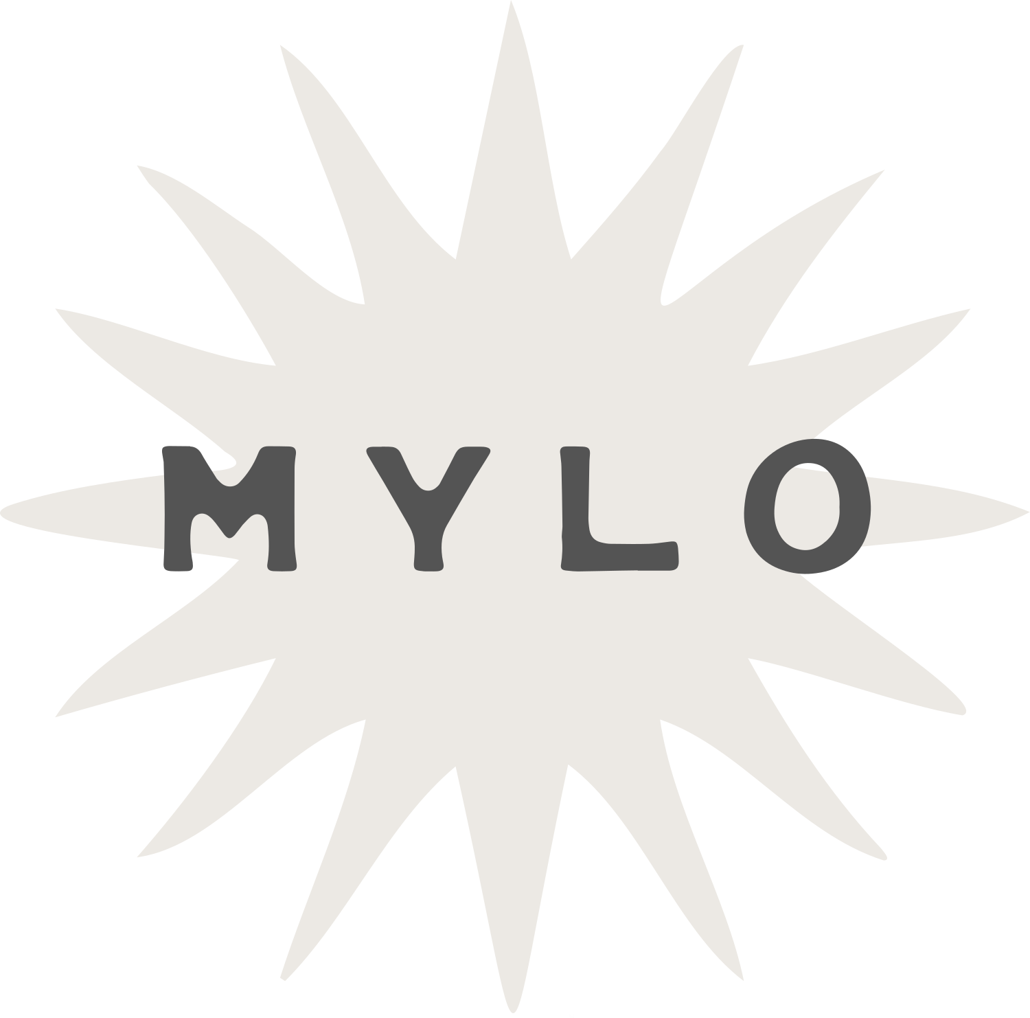 MYLO logo in cream with charcoal font
