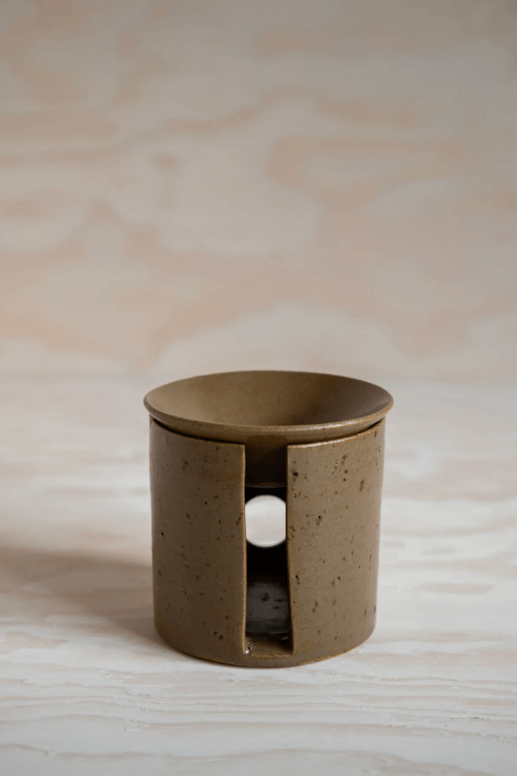 Back view of the Skylark oil burner by ceramicist Charlie Maw