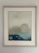 Under the Fret by Tara Leaver. Framed artwork with abstract design on a white wall.