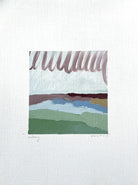 Witbury II by Sally Newton. Abstract art print with wavy lines and colour blocks on a textured white background.