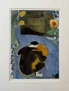 Woman with a golden cat by Ann Farley