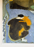 Woman with a golden cat by Ann Farley