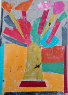 Yellow Vase with Spring Flowers framed collage by Mick Hutchings